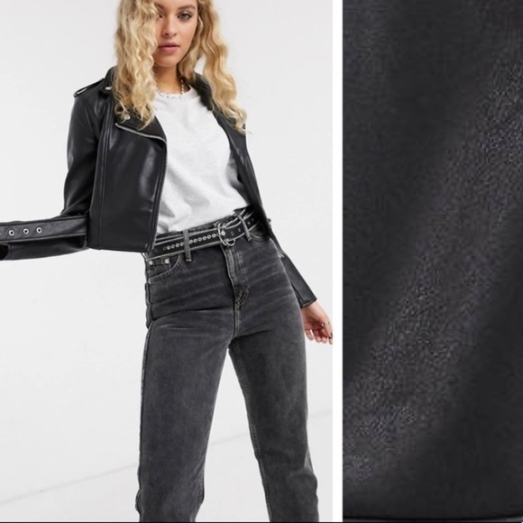 🌹NWT. Bershka Cropped Faux Leather Biker Jacket. Size XS. - Picture 3 of 11